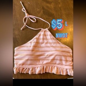 L pink and gold swim top